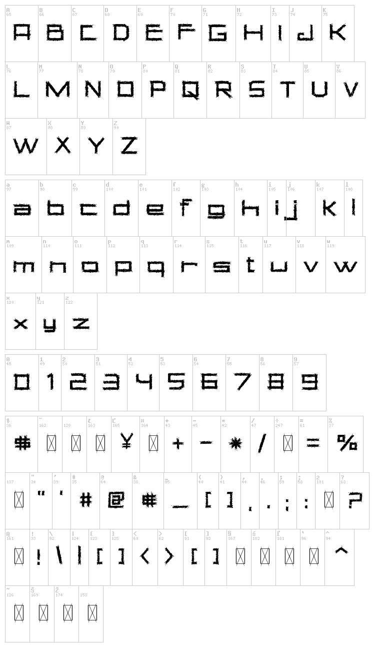 Square Chalk font map